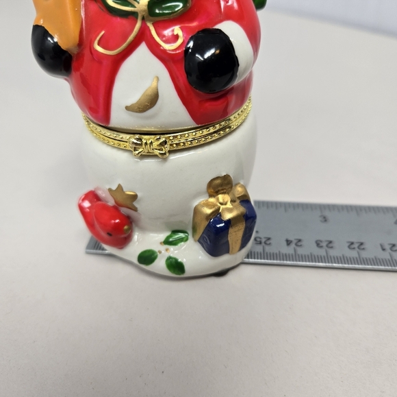 Greenbrier Porcelain Limoge Box Trinket Happy Snowman Ready For Gift Giving - Picture 9 of 9